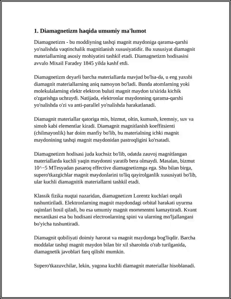 Diamagnetizm Haqida Umumiy Ma'lumot 3