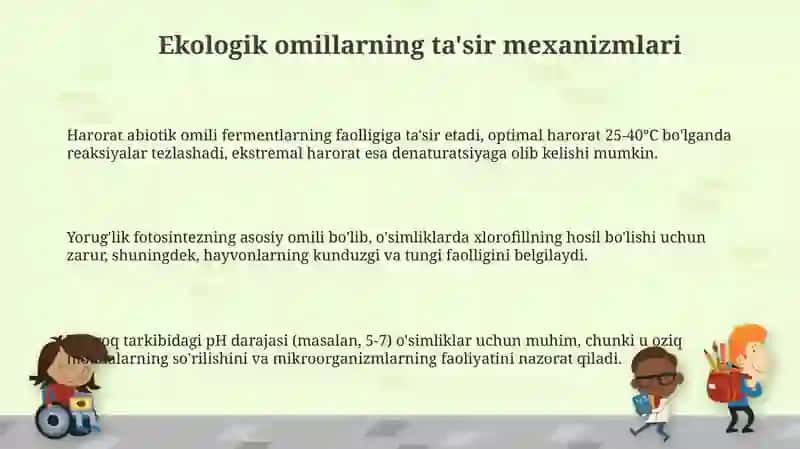 Turli ekologik omillarning tirik organizmlarga taʼsir etish mexanizmlari 3