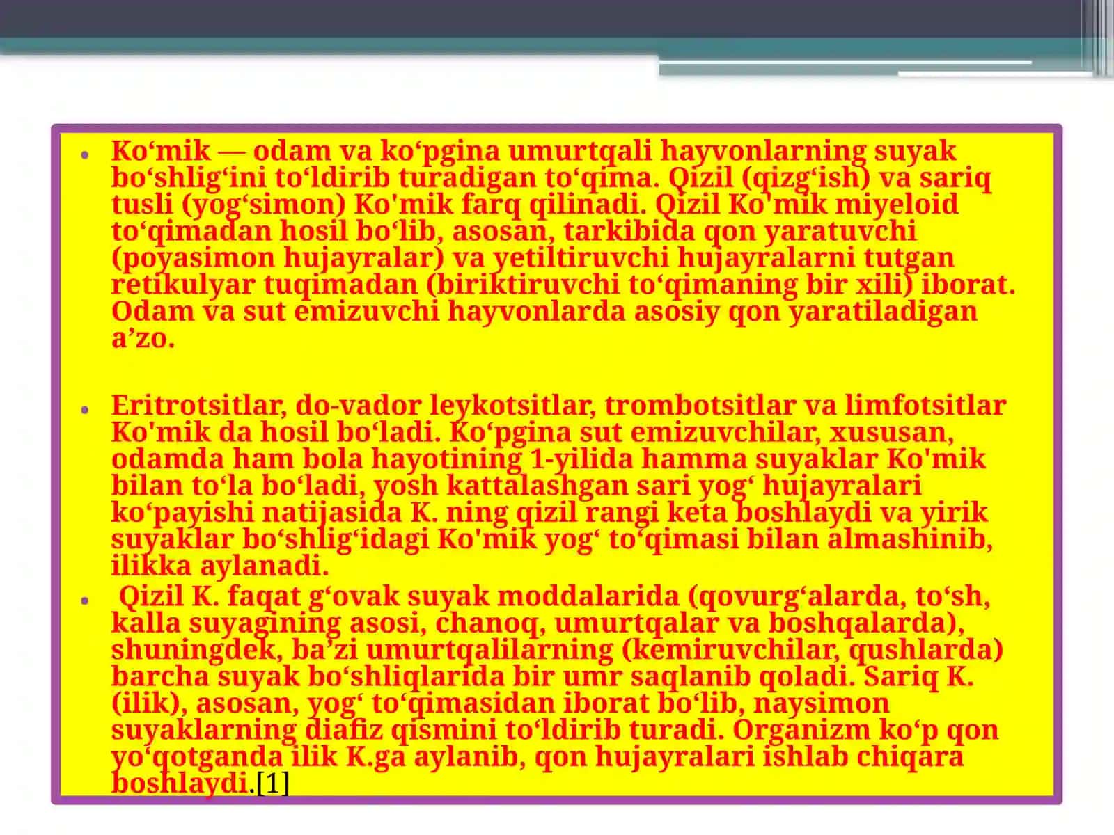 Qizil suyak ko’migi va uning regeneratsiyasi 3