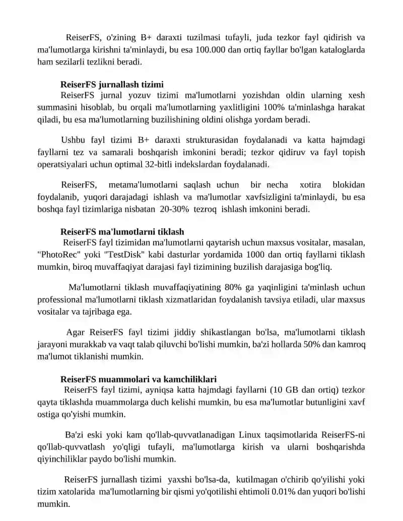 ReiserFS Fayl Tizimi 3