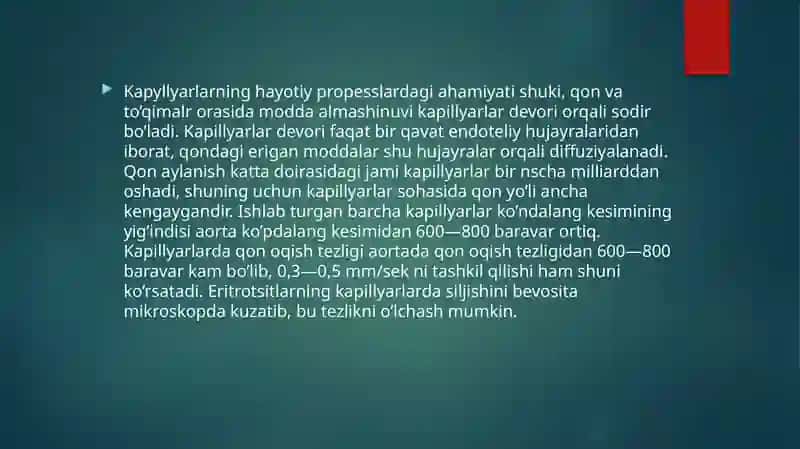 Kapilyarlarda qon aylanish 3