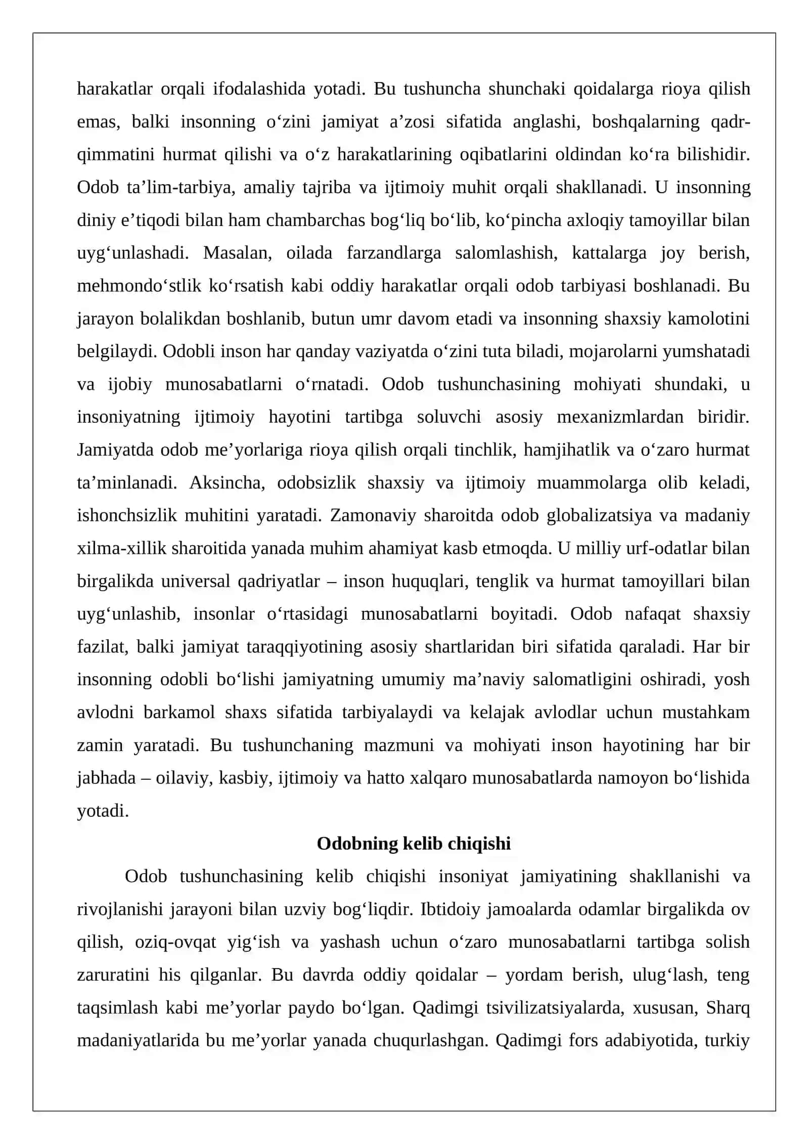 Odob va axloqning o‘zaro munosabati 3