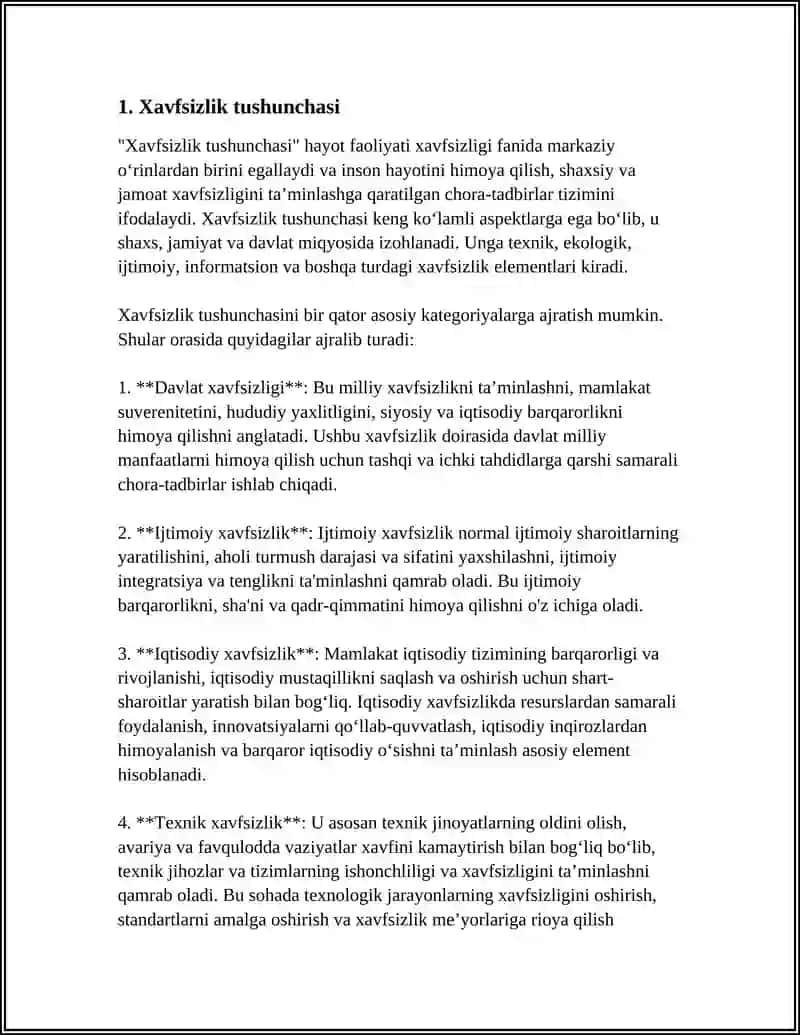 HAYOT FAOLIYATI XAVFSIZLIGI FANI BO'YICHA GLOSSARIY TUZISH 3