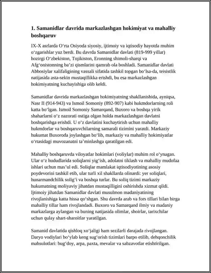 IX-XII ASRLARDA O’RTA OSIYODAGI SIYOSIY,IJTIMOIY VA IQTISODIY HAYOT 3