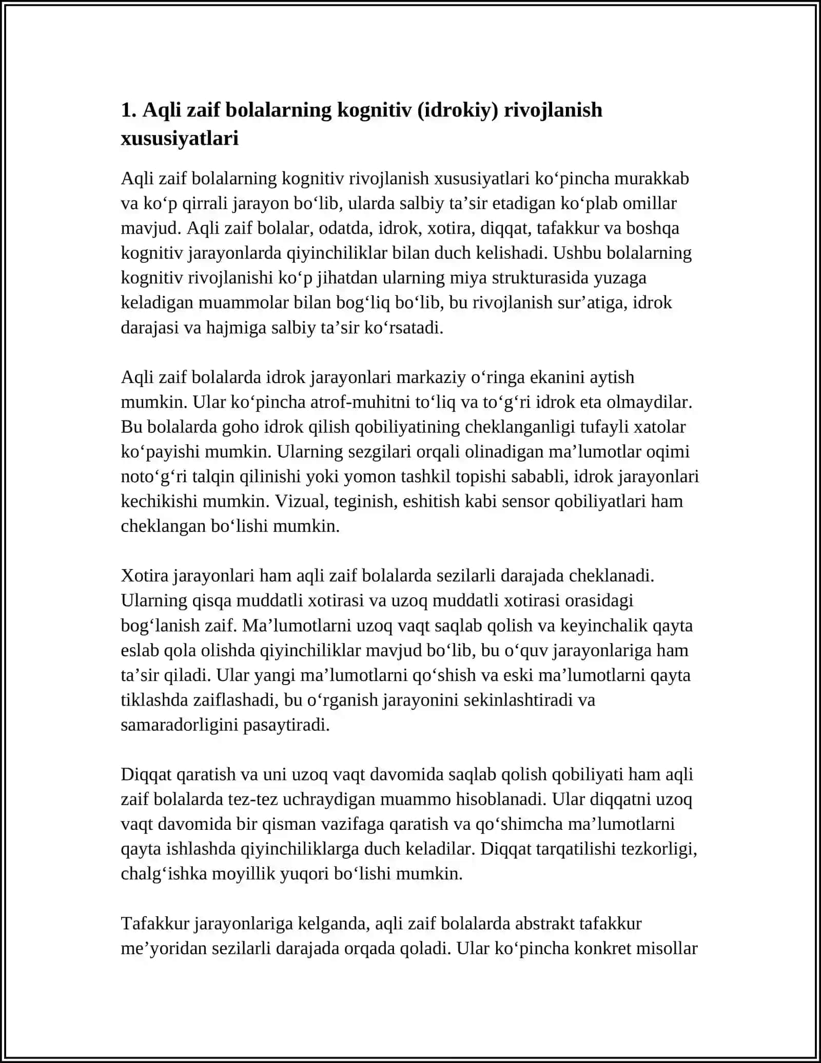 Aqli zaif bolalarning kognitiv rivojlanishi 3