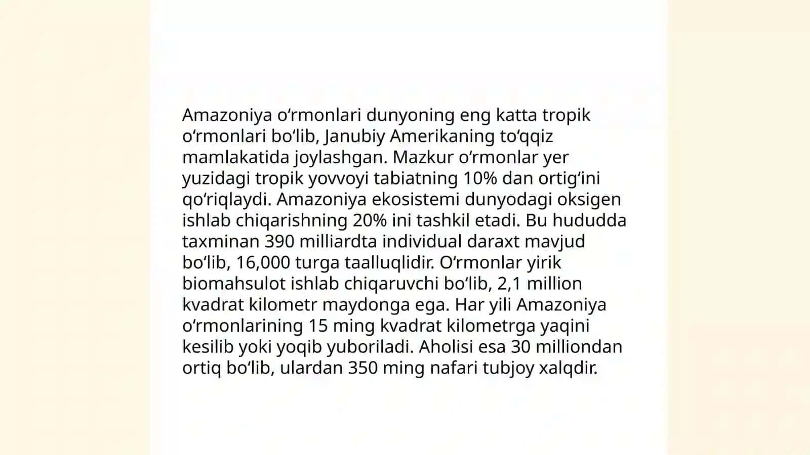Janubiy Amerika materigi tabiat mintaqalari (tuproq, o‘simlik va hayvonot dunyosi) 3