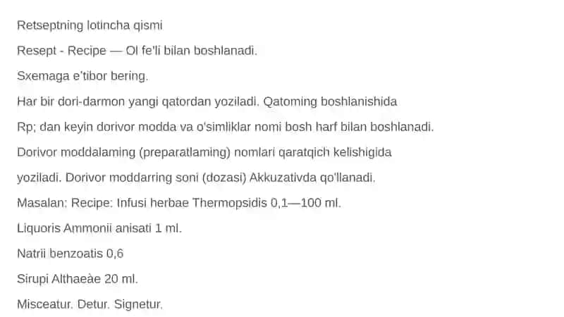 Retseptda qoʻllaniladigan qisqartma shakllar 3