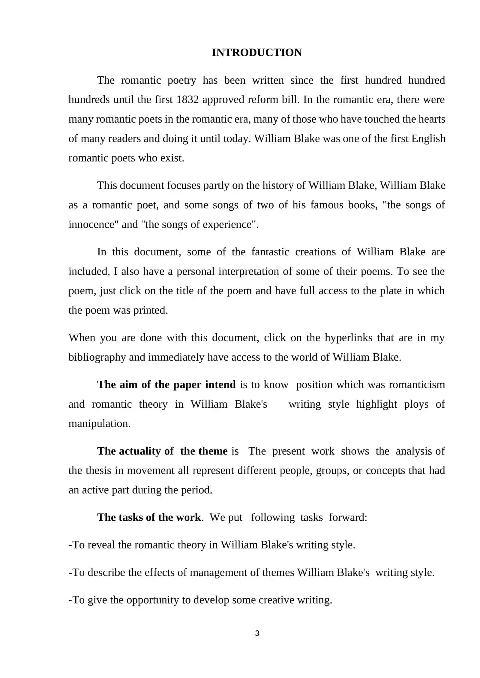 ROMANTIC THEORY IN WILLIAM BLAKE'S WORKS 3