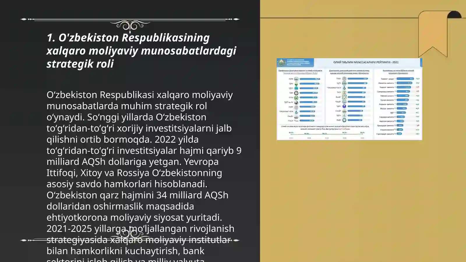 O'zbekiston Respublikasining xalqaro moliyaviy munosabatlardagi strategik roli 3