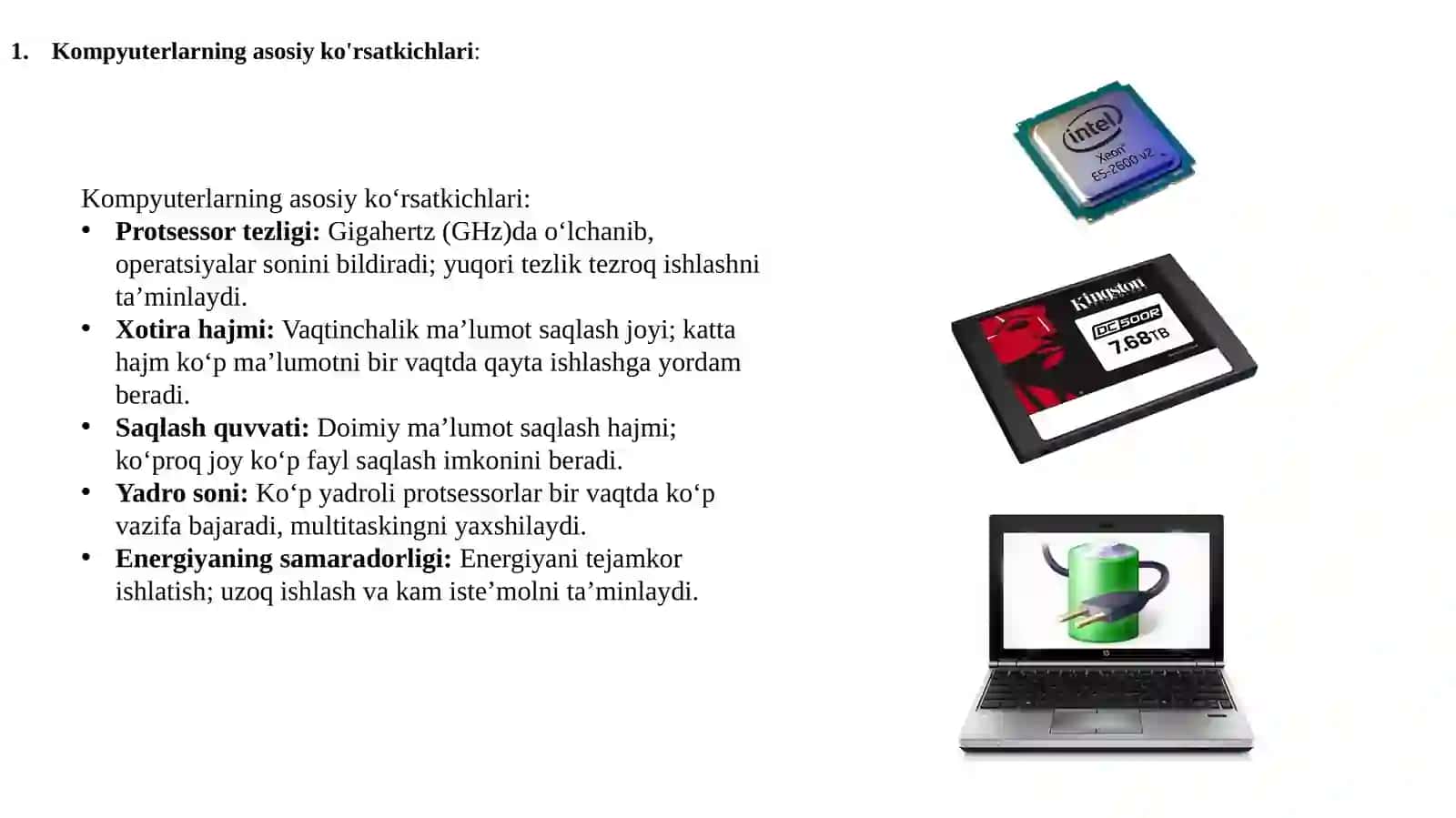 KOMPYUTERLARNING ASOSIY KO'RSATKICHLARI, PARALLEL VEKTORLI TIZIMLAR (PVP), KLASTERLI TIZIMLAR 3