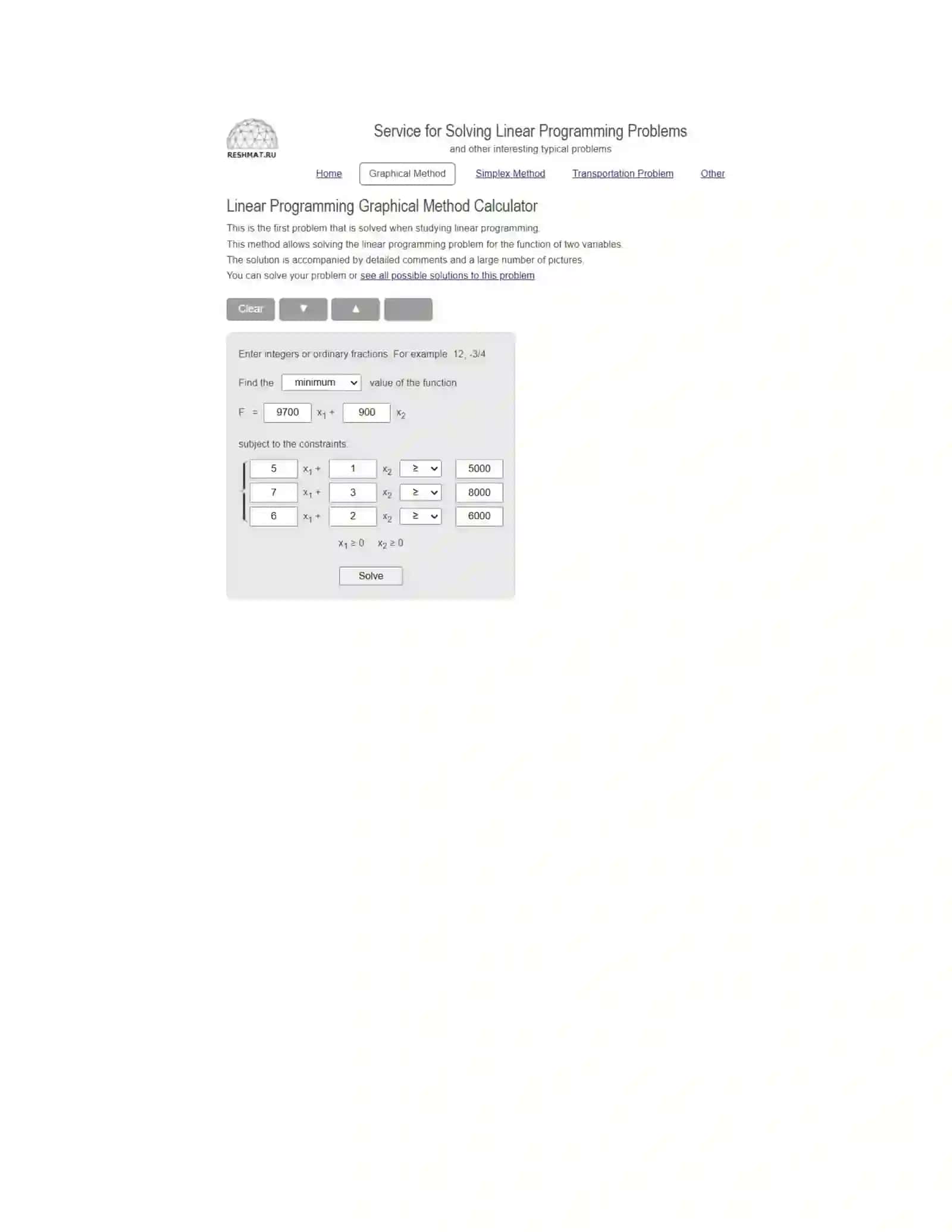 Calculator of Graphical Method of Linear Programming Step by Step 3