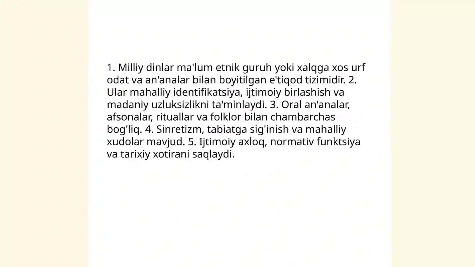 Milliy dinlar 3