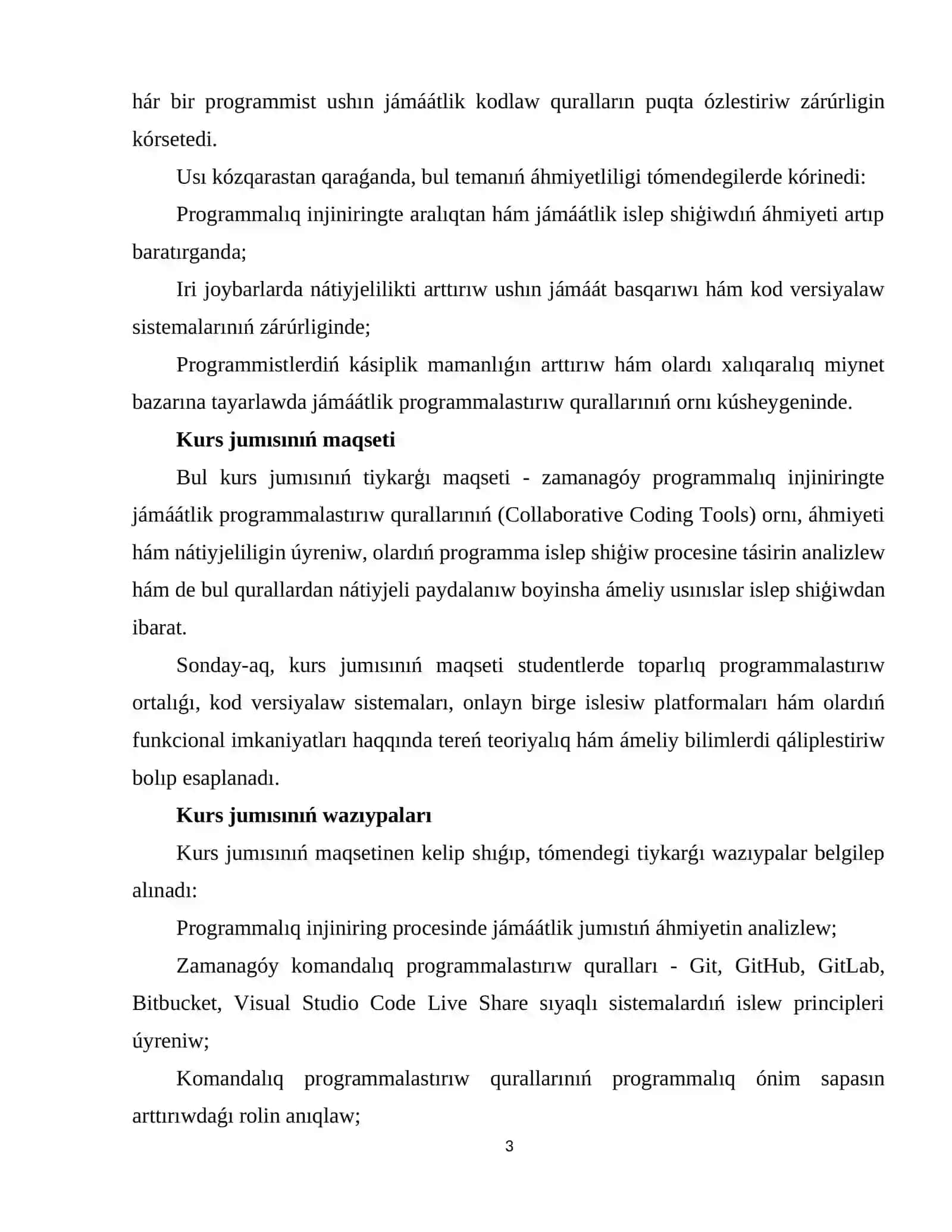 Jámáátlik programmalastırıw 3