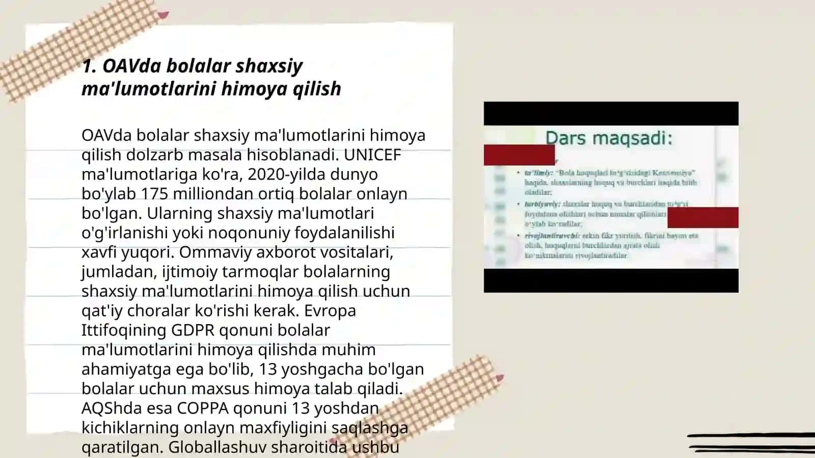 OAVda bolalar shaxsiy ma'lumotlarini himoya qilish 3
