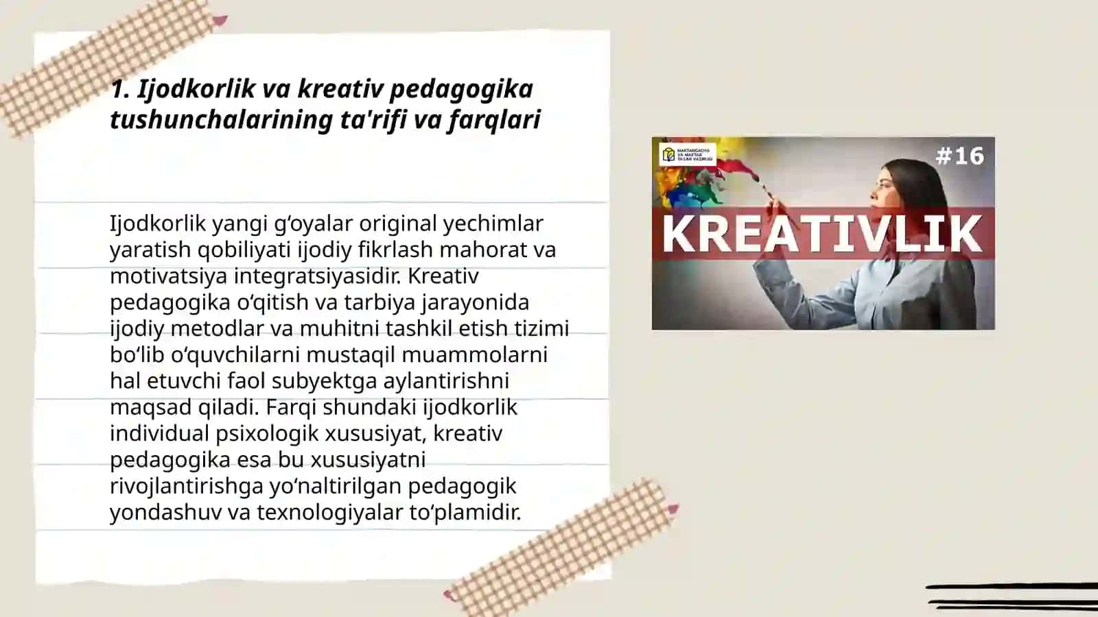 Ijodkorlik va kreativ pedagogika tushunchalarining mohiyati 3