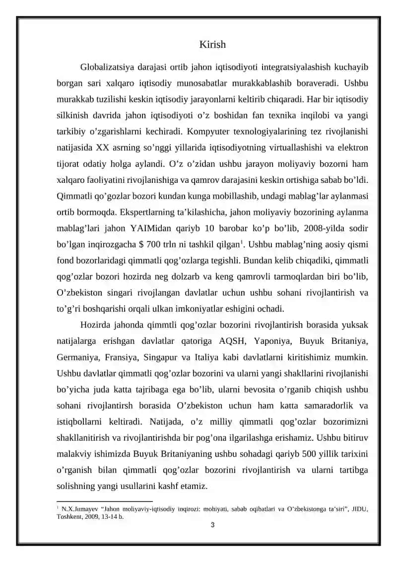 Qimmatli qog’ozlar bozori, uning ishtirokchilari va operatsiyalari 3