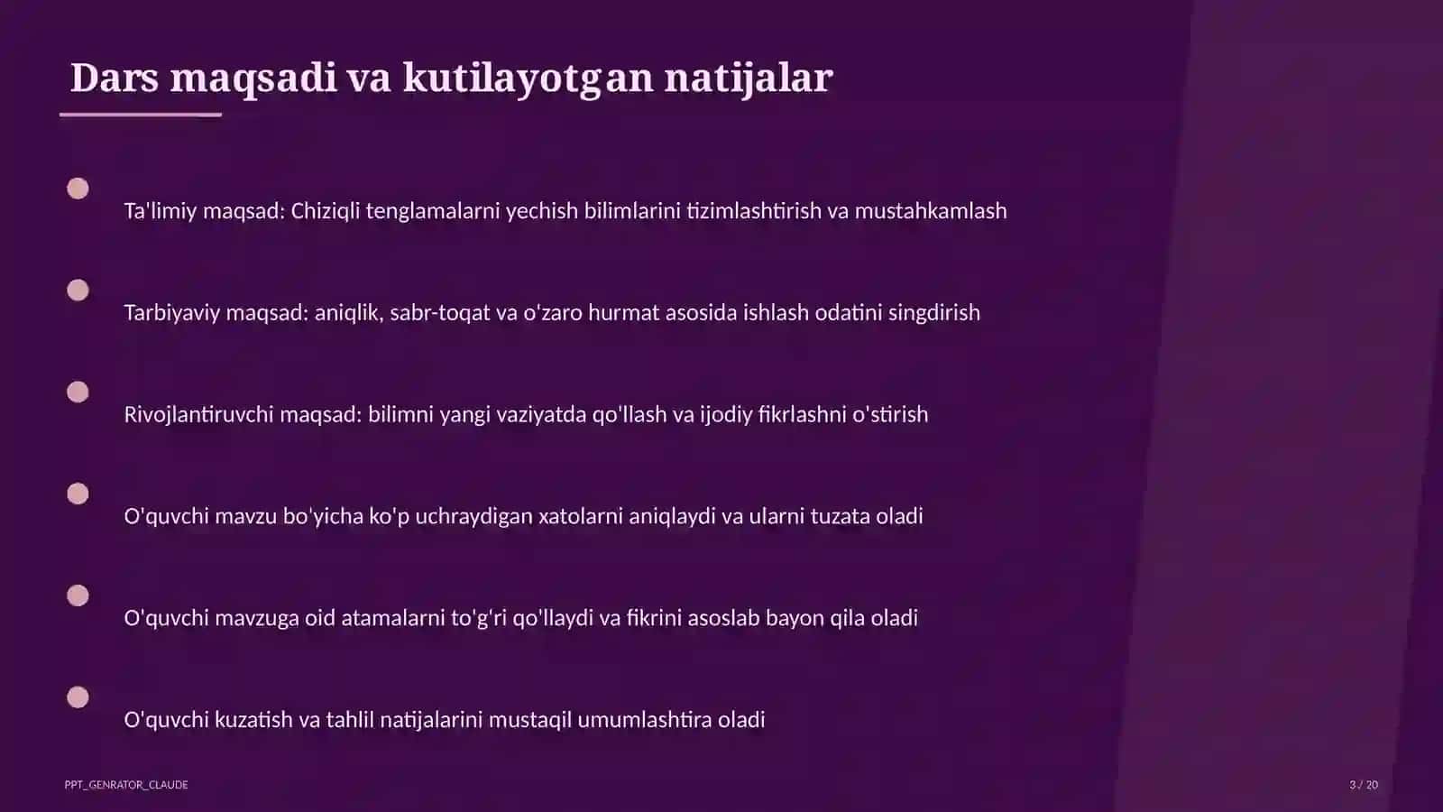 Chiziqli tenglamalarni yechish (6-sinf) 3