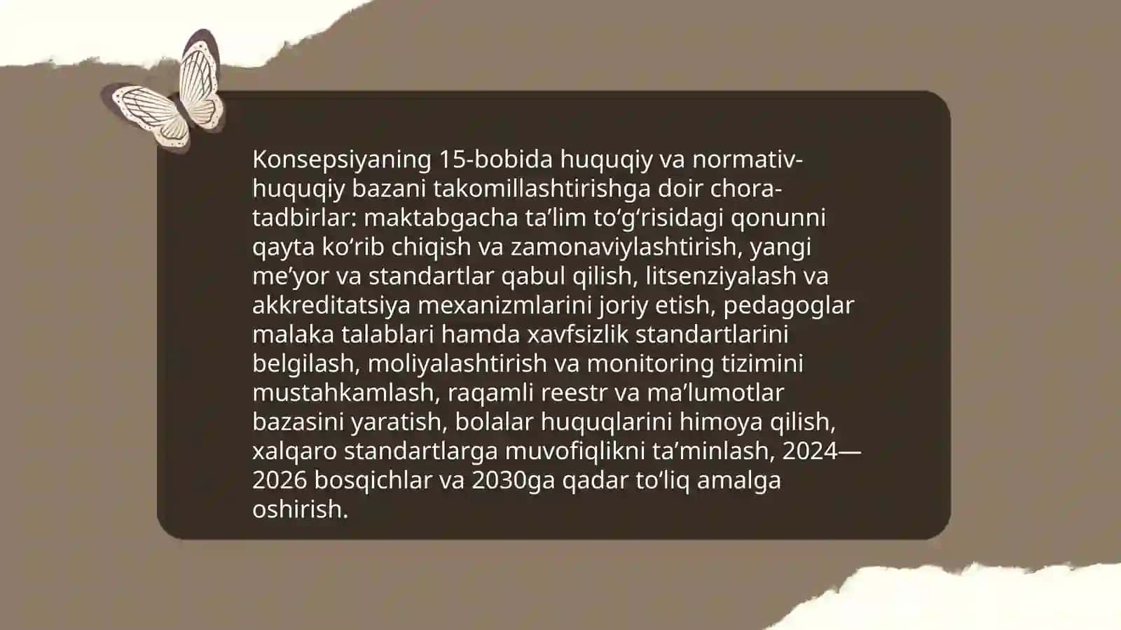 Konsepsiyaning 15-bobida huquqiy va normativ-huquqiy bazani takomillashtirishga doir chora-tadbirlar 3