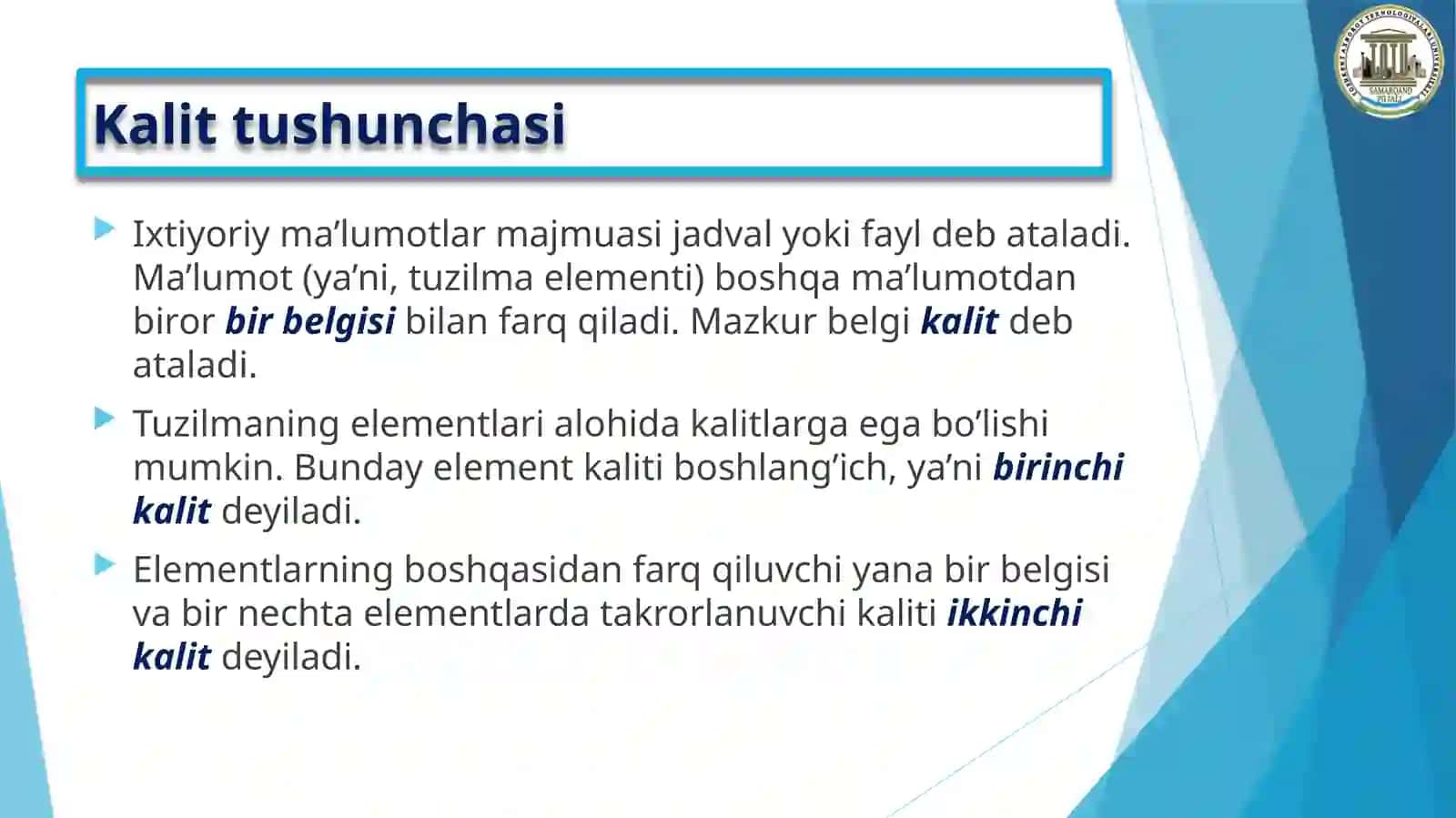 Ma’lumotlar tuzilmasi va algoritmlar 3