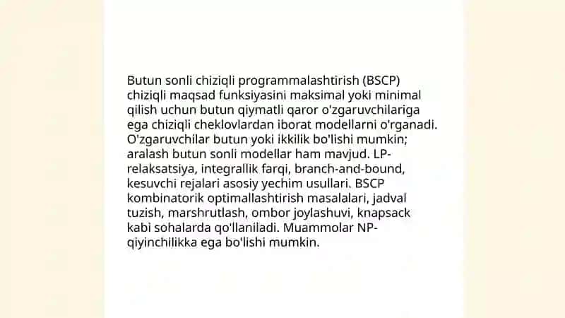 Butun sonli chiziqli programmalashtirish modellari 3