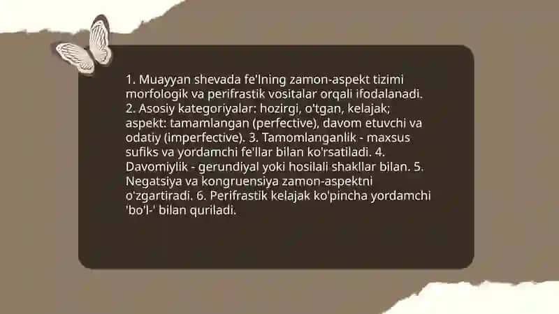 Muayyan shevada fe'lning funksional shakllari 3