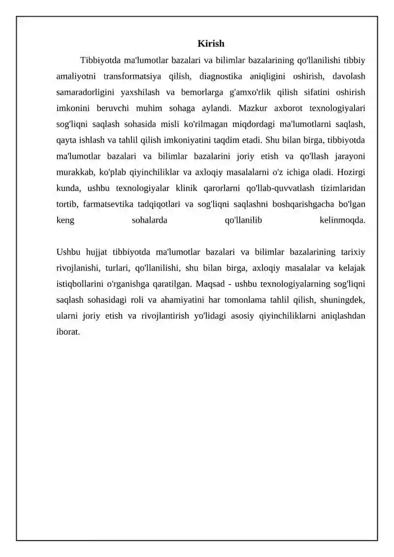 Tibbiyotda ma'lumotlar ombori va bilimlar omboridan foydalanish 3