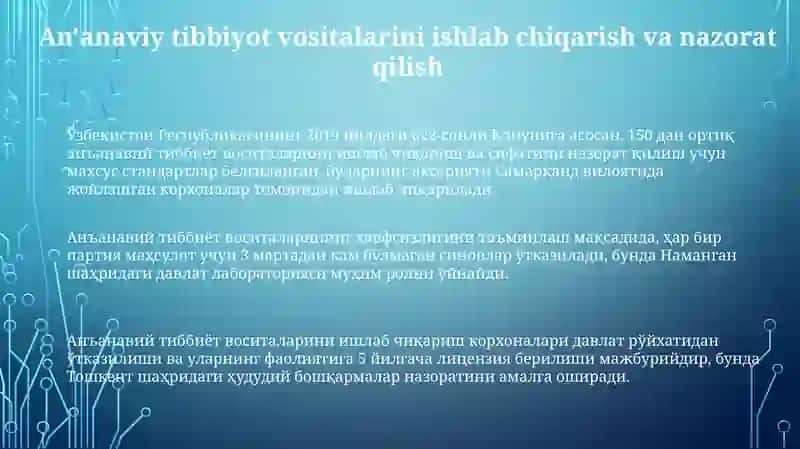 Oʻzbekiston Respublikasi xalq tabobatiga tegishli qonun va qarorlar 3