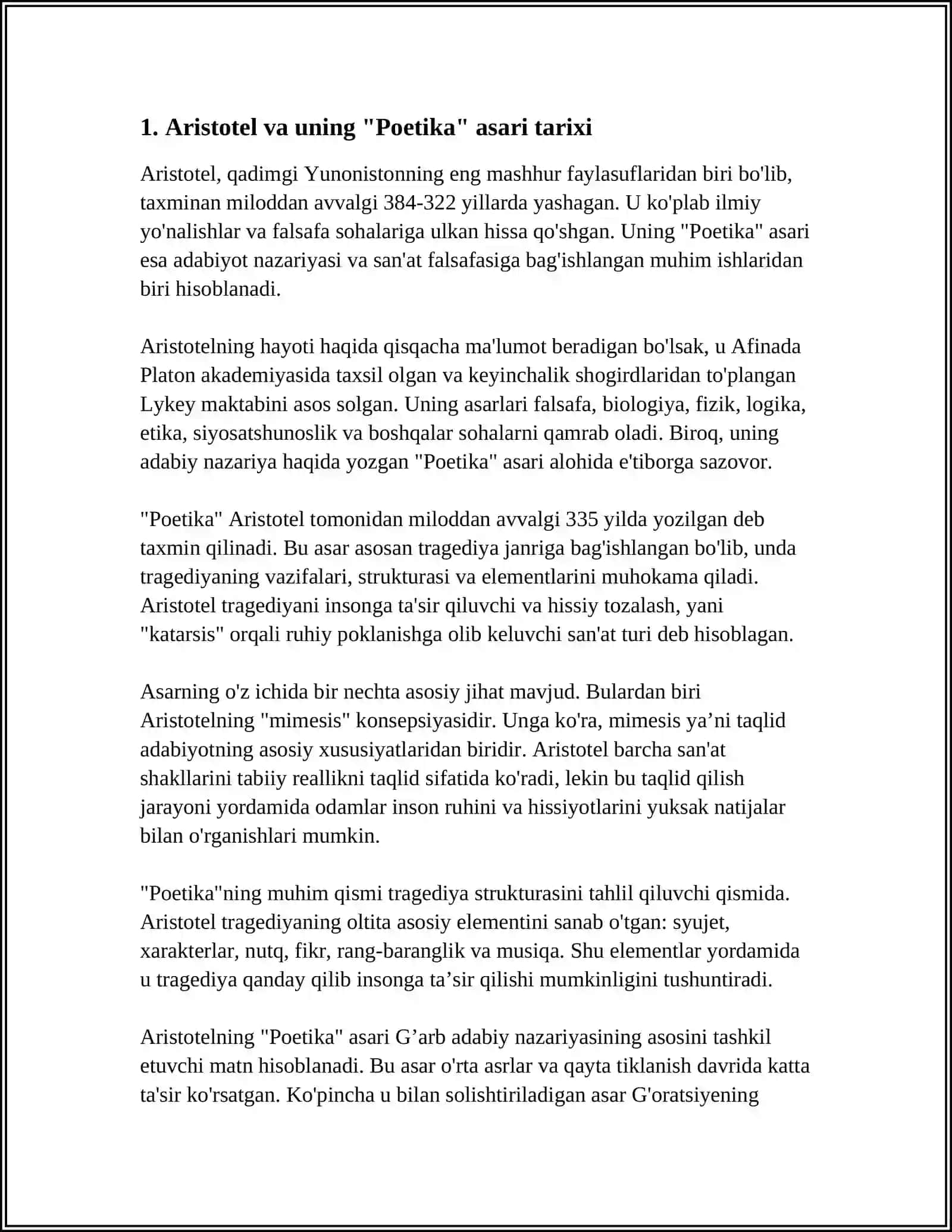 ARISTOTELNING "POETIKA" ASARI 3