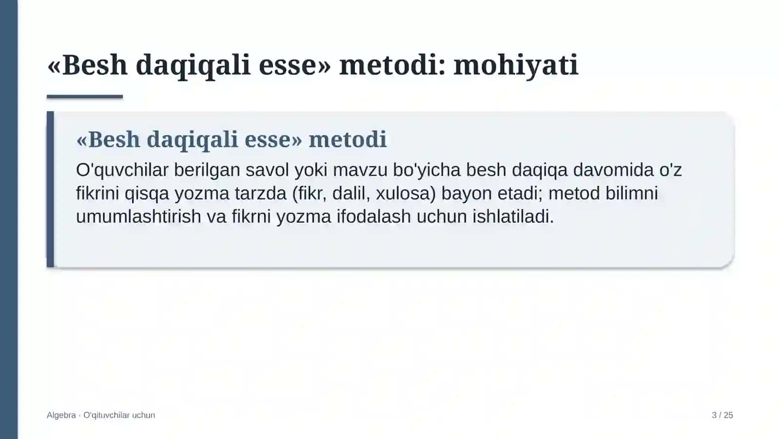 algebra darslarida besh daqiqali esse metodidan foydalanish 4968 3