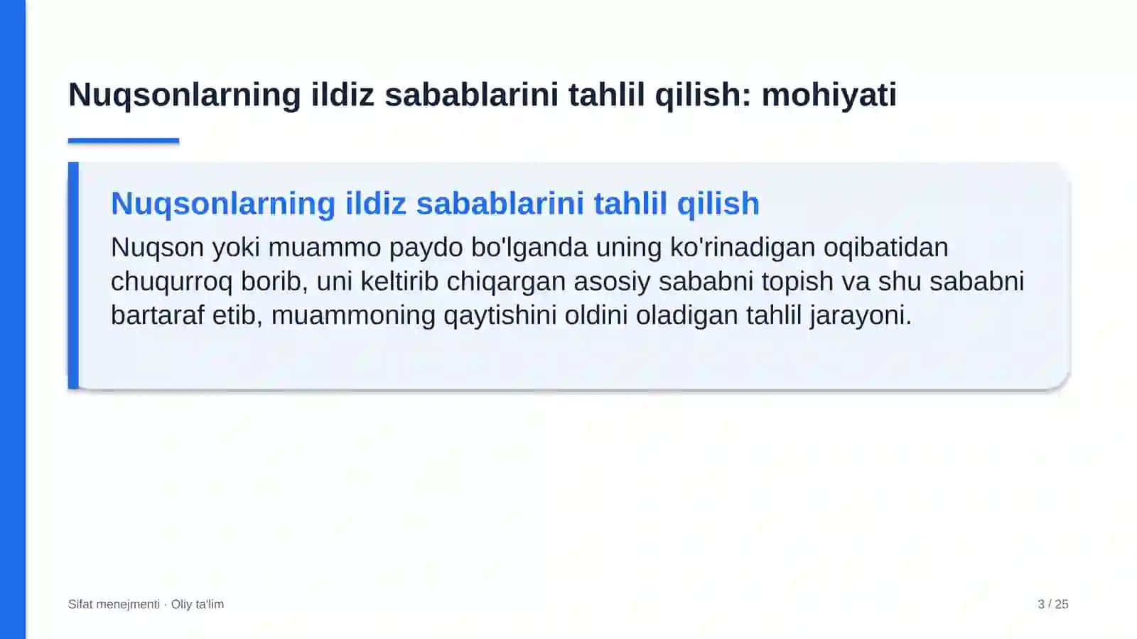 Davlat qo'mitalarida nuqsonlarning ildiz sabablarini tahlil qilish 3