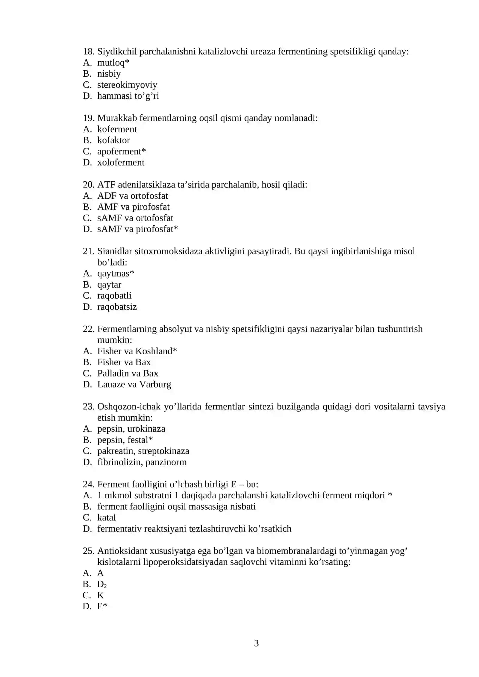 Biologiya Test Savollari 3