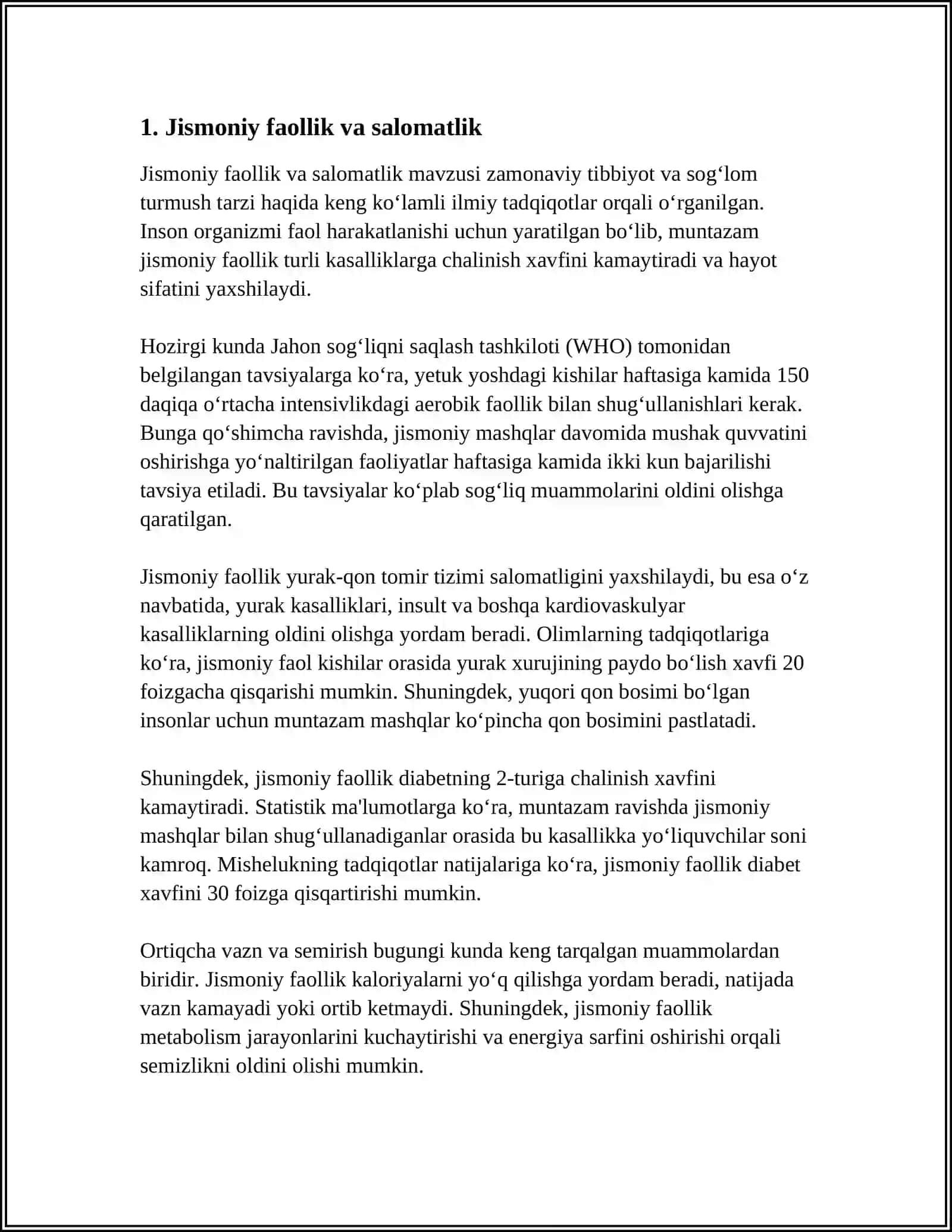 Jismoniy faollik va salomatlik 3