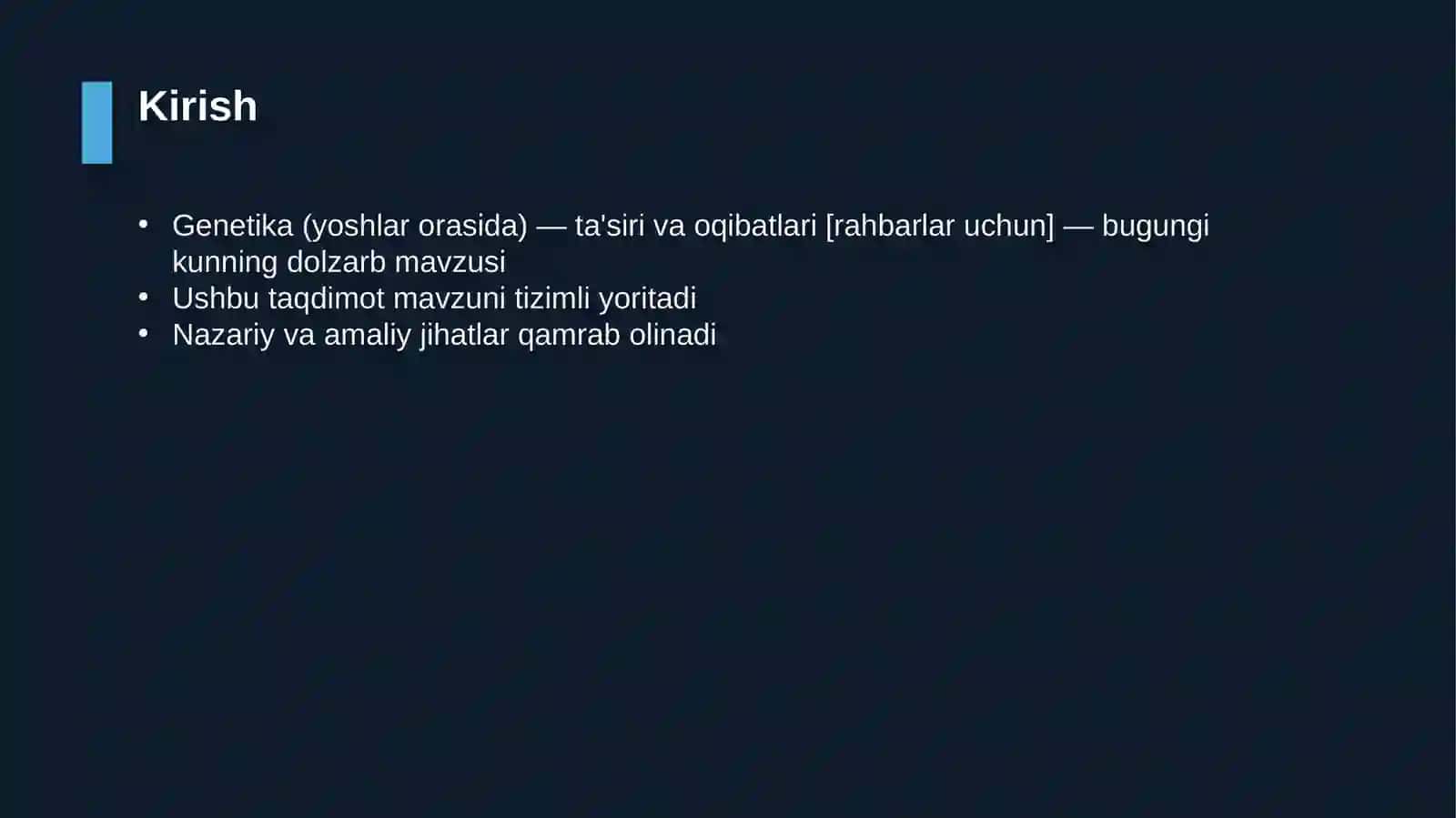 Genetika (yoshlar orasida) — ta'siri va oqibatlari [rahbarlar uchun] 3