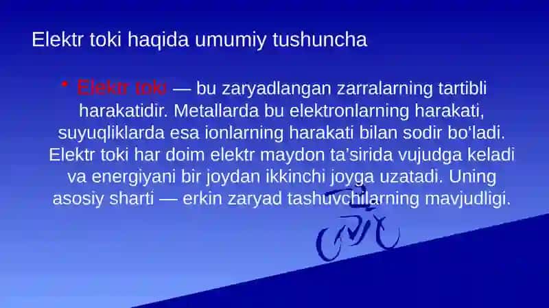 Elektr tokining turli muhitdagi tabiati. Dielektriklar. Elektrolitlar. Elektr o‘tkazuvchanlik 3