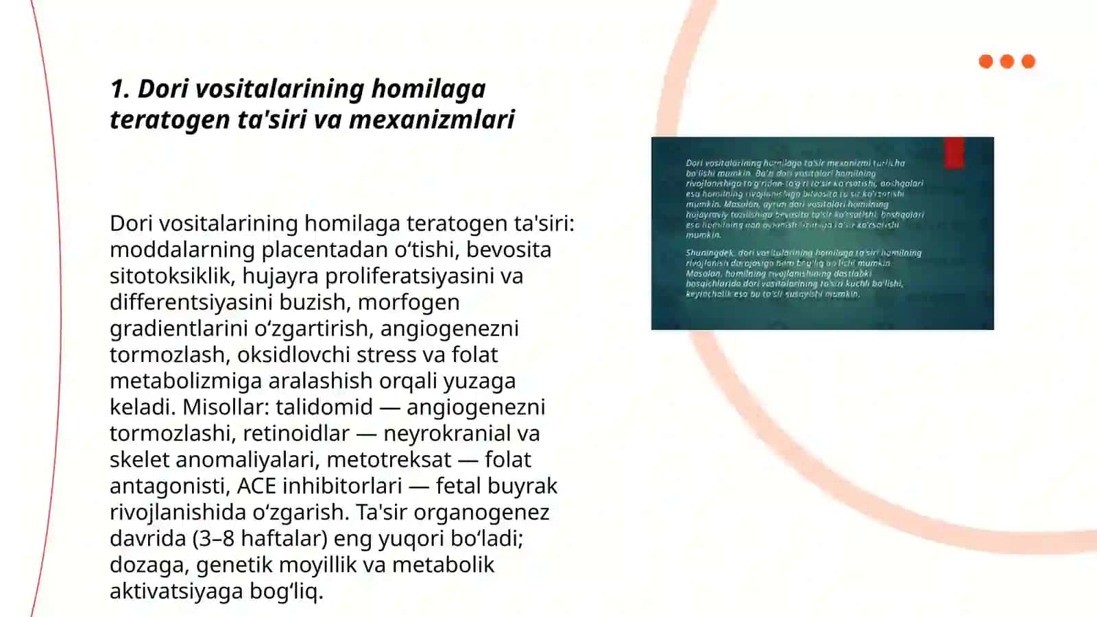 Dori vositalarining homilaga ta'siri 3