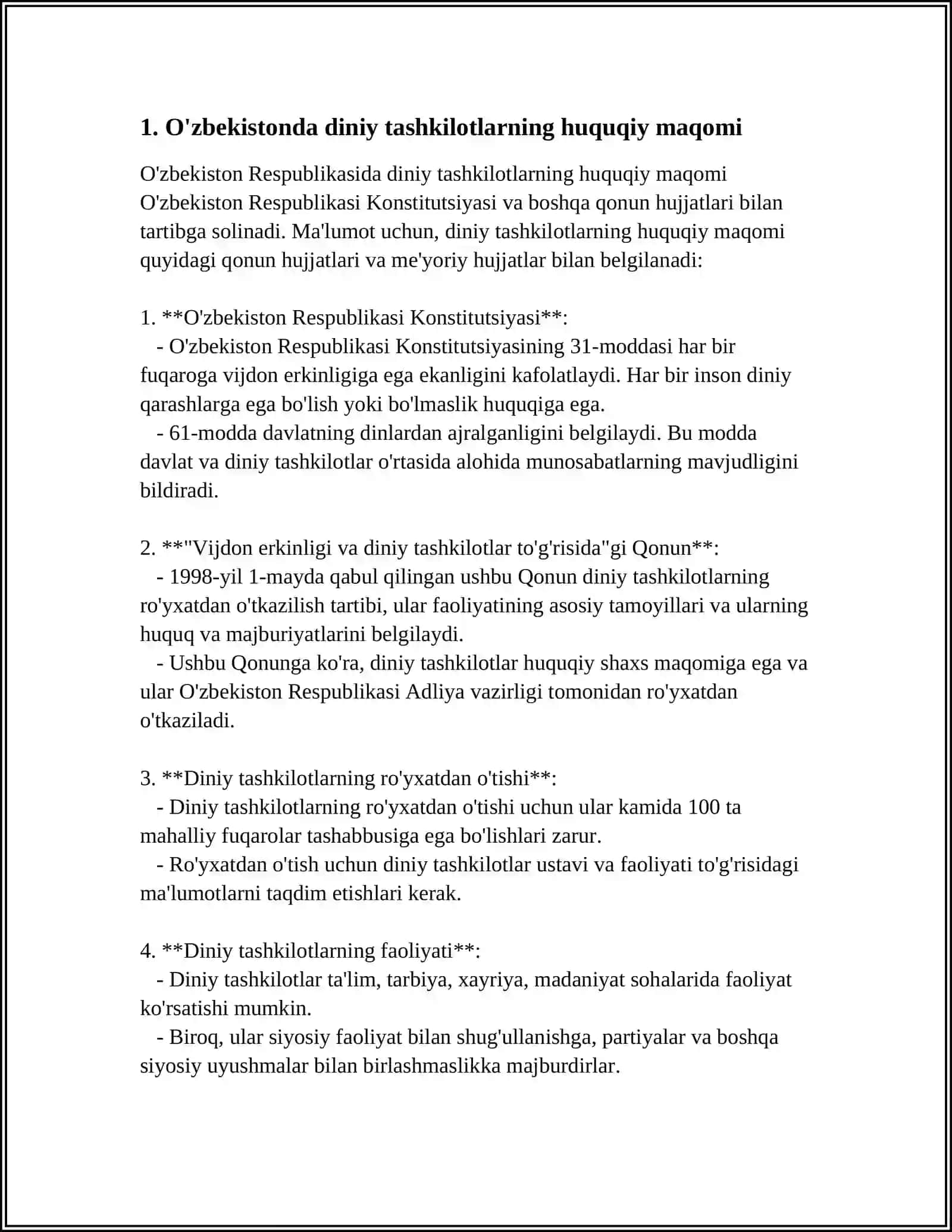 O'zbekistonda diniy tashkilotlarning huquqiy maqomi 3