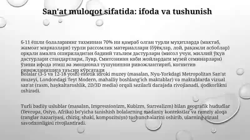 Bolalarda estetik idrokni shakllantirishda tasviriy san'atning ahamiyati 3