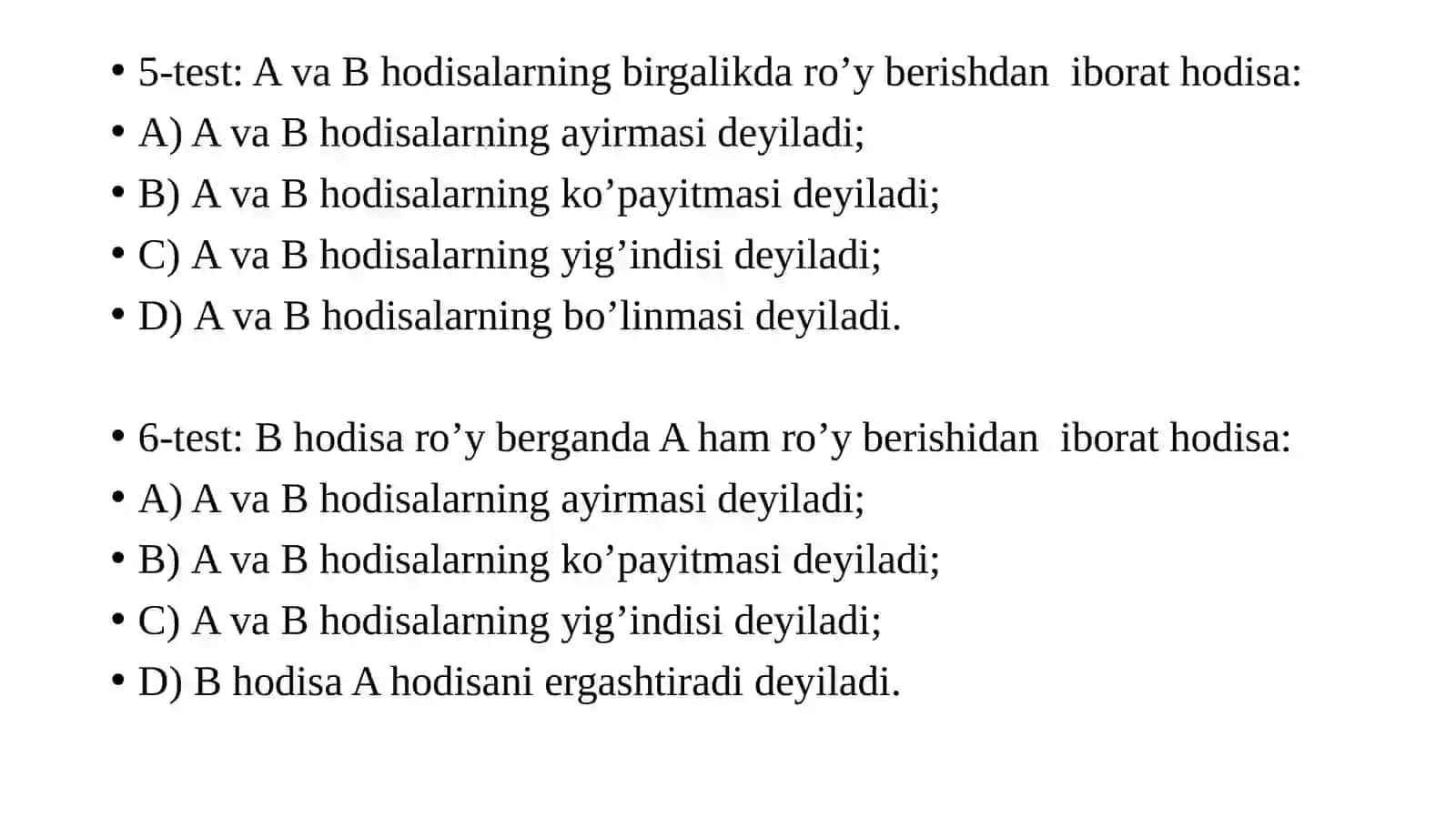 Testlar. 1-Test 3