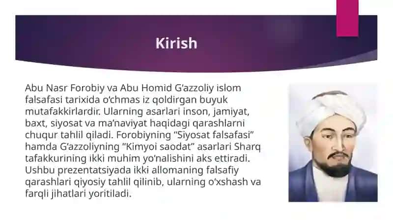 Abu Nasr Forobiy va G'azzoliyning falsafa ilmiga oid qarashlarini qiyosiy tahlil etish 3