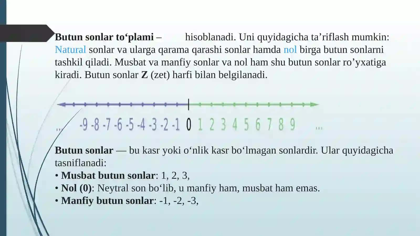 Nomanfiy butun sonlar arifmetikasi 3