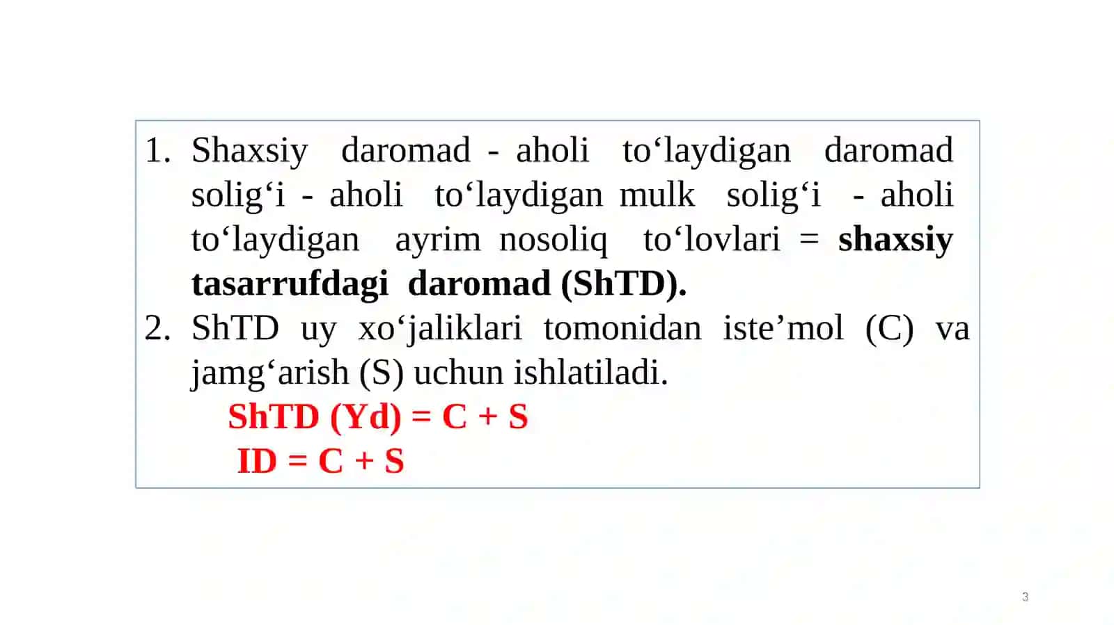 Iste’mol va jamg‘arish 3