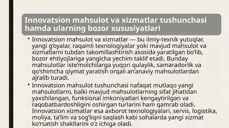 Bozorda innovatsion mahsulotlar va xizmatlarni pozitsiyalash vaolib kirish strategiyasi 3