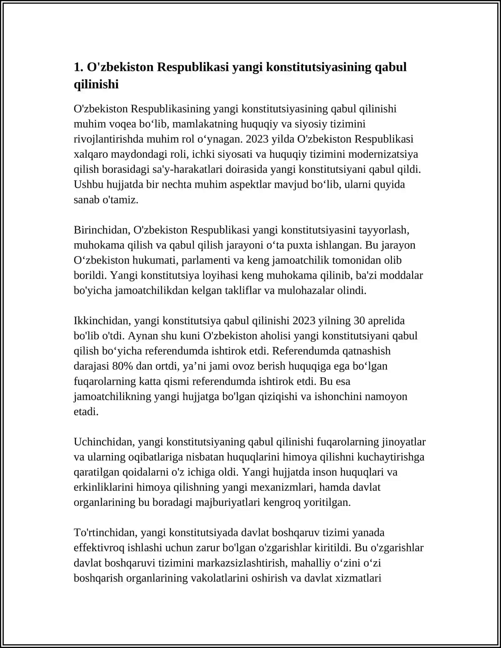 O'ZBEKISTON RESPUBLIKASINING YANGI TAHRIRDAGI KONSTITUTSIYASI QABUL QILINISHI 3