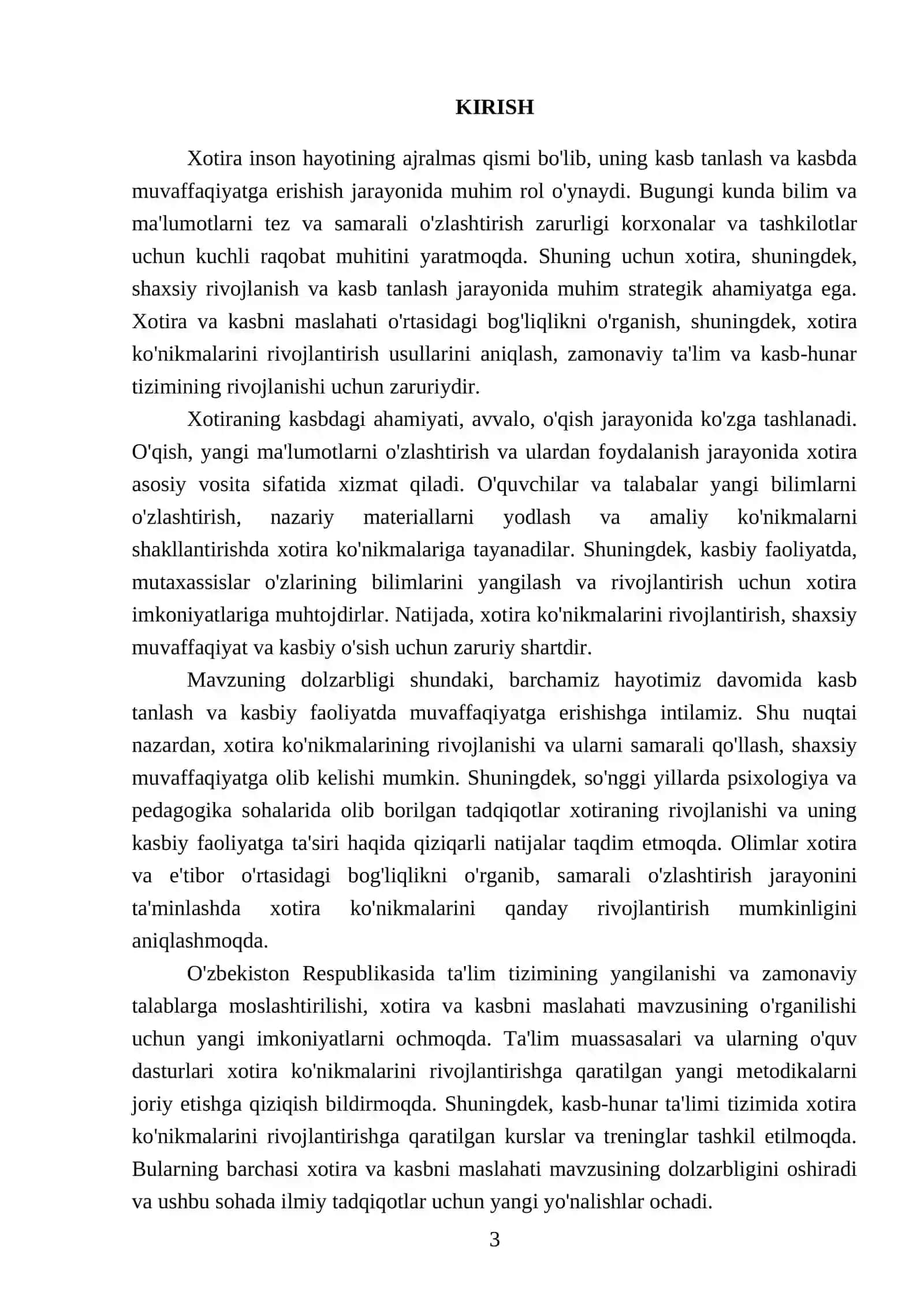 Xotira va kasbni maslahati 3