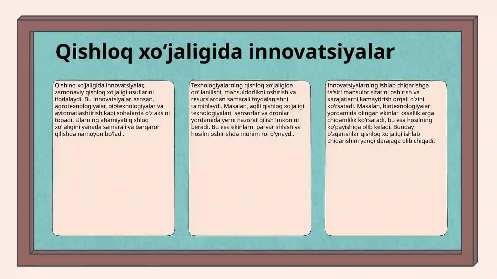 Qishloq xoʻjaligi va sanoat sohasidagi oʻzgarishlar 3