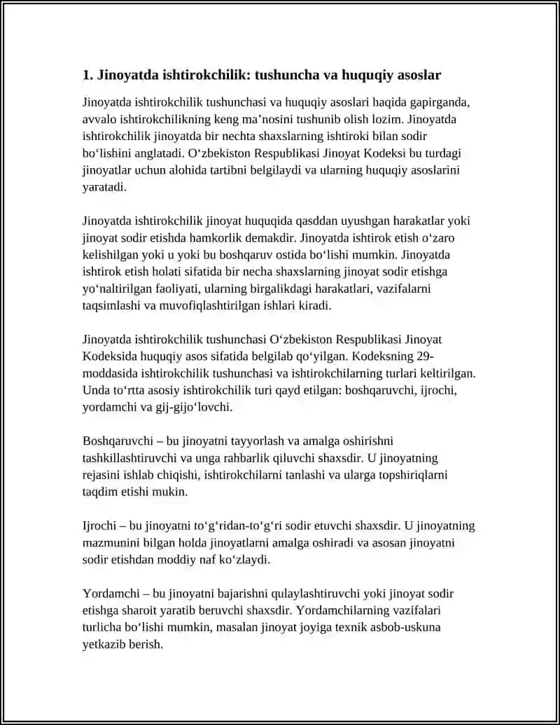 JINOYATDA ISHTIROKCHILIK TURLARI VA SHAKLLARI 3