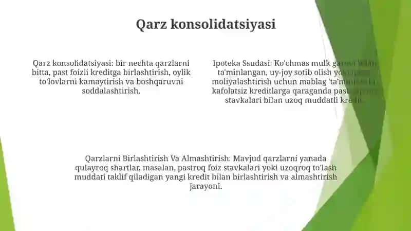 Ipoteka Ssudasi.Qarzlarni Birlashtirish Va Almashtirish 3