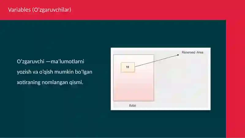 Python dasturlash tilida o`zgaruvchilar, komment va errorlar 3