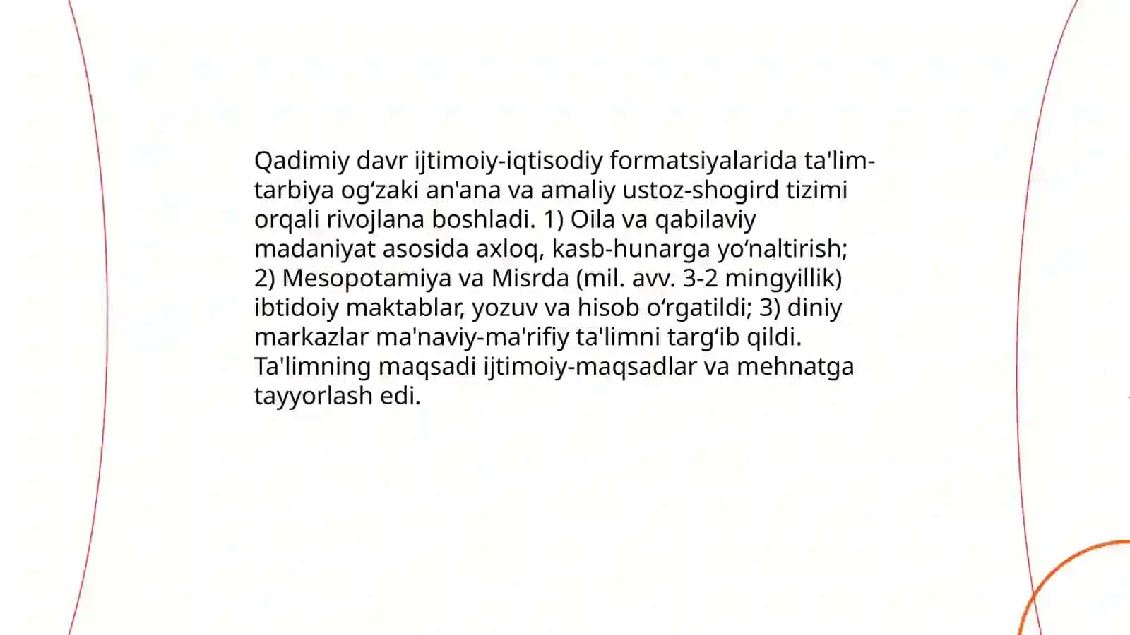 Qadimiy davr ijtimoiy-iqtisodiy formatsiyalari kontekstida ta'lim-tarbiya va maorif pedagogik fikrlarining taraqqiyoti 3