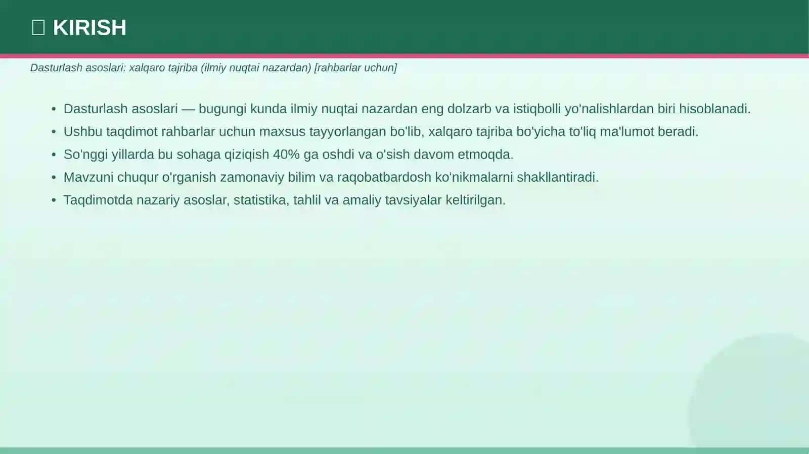 Dasturlash asoslari: Xalqaro tajriba — ilmiy nuqtai nazardan 3